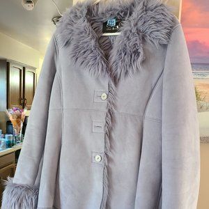 Microsuede/Fluffy light blue/purple coat